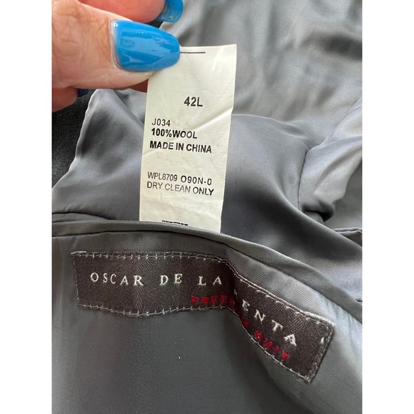 OSCAR DE LA RENTA Mens Wool Cashmere Black Blazer Suit Coat‎  Sports Jacket 42L - Picture 8 of 9